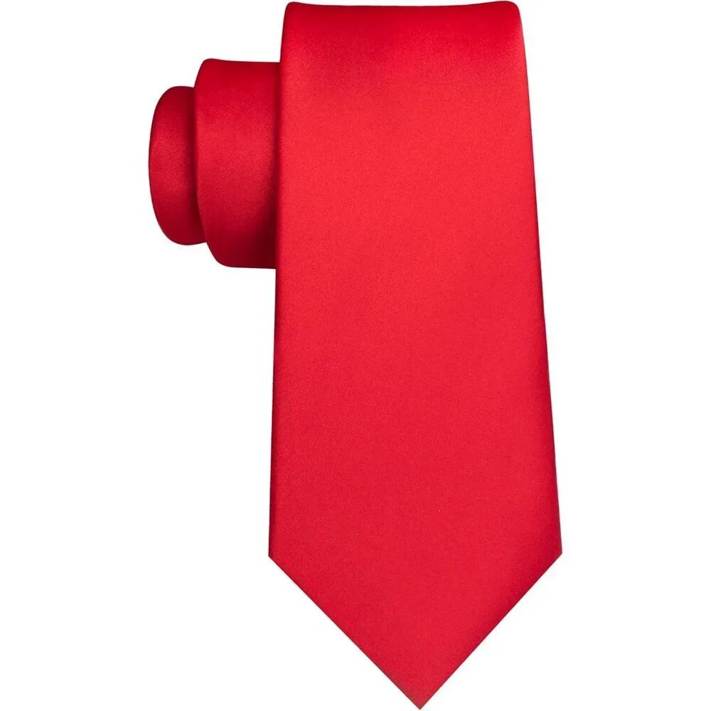 Men's Red Solid Pure Color Imported Polyester Formal Neck Ties